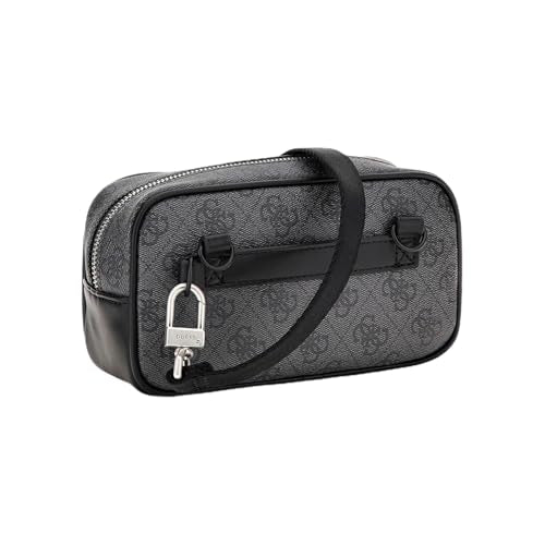 GUESS Men Grey Polyurethane Monogram Vezzola Xover Bag with Zipper