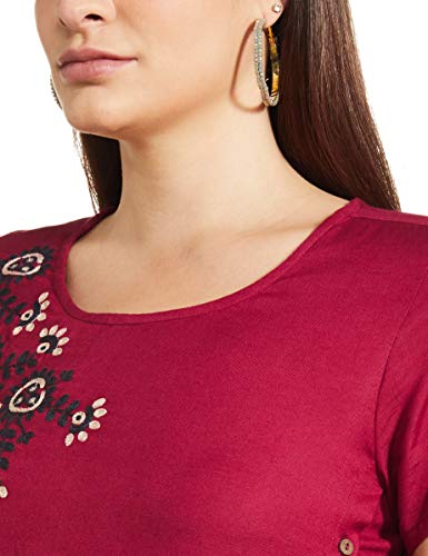 global desi Women's Rayon A-Line Midi Dress (AW19GS102DRRLMAROONS_Maroon_S)