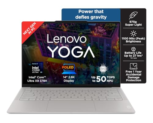 Lenovo Yoga Slim 7 Ultra Aura Edition Intel Evo Core Ultra X9 378H (32GB RAM/1TB SSD/14 (35.5cm)/2.8K WQXGA+ POLED/Copilot+ PC/Windows 11/MSO 365 Basic+Office24/Seashell/975g), 83QK00A4IN