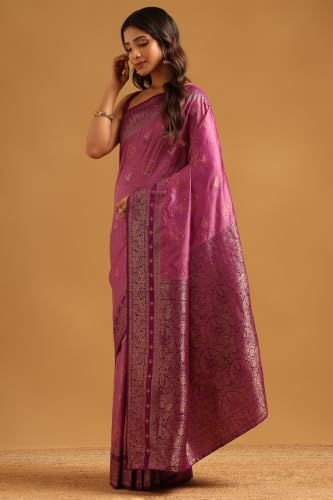 Soch Womens Lavender Silk Ethnic Motifs Zari Woven Saree