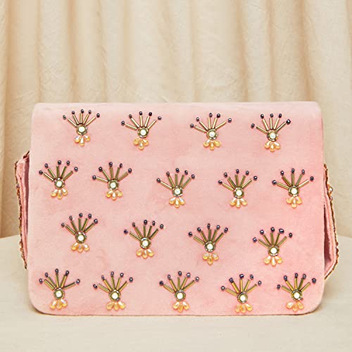 Peora Peach Clutch Purses for Women Handmade Evening Handbags Bridal Clutch(C86PCH)