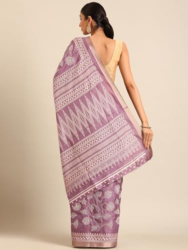 Kalyan Silks Womens Banarasi Semi Silk Saree, Lavender