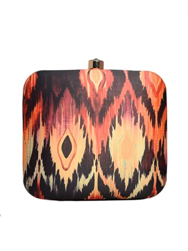 Artklim Multicoloured Ikkat Printed Clutch