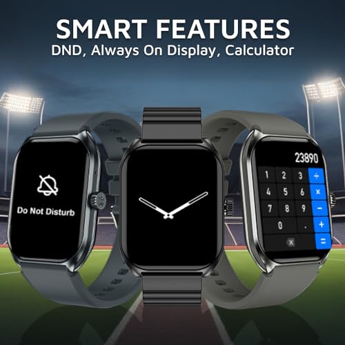 CULTSPORT Ace X1 2.04" Amoled Display,1000 NITS, Bluetooth Calling, 300mAh Battery, AOD Smartwatch (Charcoal Grey Strap, Free Size)