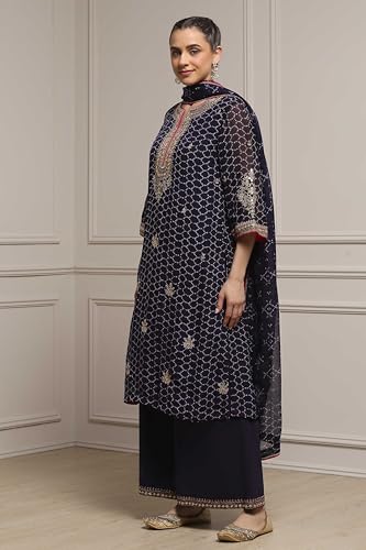 Biba Women Purple Viscose Straight Suit Set_40