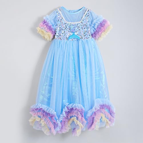 Hopscotch Girls Blue Short Sleeves Sequined Ruffled Gown for Age (4-5 Years)