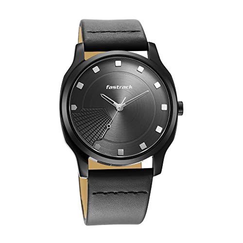 Fastrack Mens Stunners Quartz Analog Gray Dial Leather Strap Watch for Guys-NS3255NL01/NT3255NL01