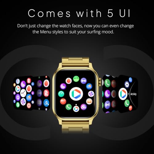 Fire-Boltt Rise Luxe Bluetooth Calling Smart Watch, 1.85”HD Display, AI Outfit Watch Face, 2 Looks in 1 Watch, Extra Straps at ₹99, 120+ Sports Modes, Metal Smartwatch for Men & Women (Gold)