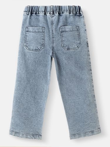 Nautinati Girls’ Patch Embroidery Jeans | Denim Pants for Girls | 4 to 8 Years Blue