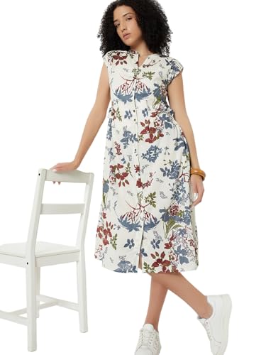 Max Kalki x Max Women Printed Midi Dress (Beige_XL)