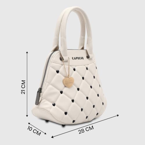 Caprese X Emily in Paris Ashley Medium Satchel Handbag for Women with Multi-Compartment Interior, Card Holders,Adjustable Detachable Strap & Exclusive Metal Charm