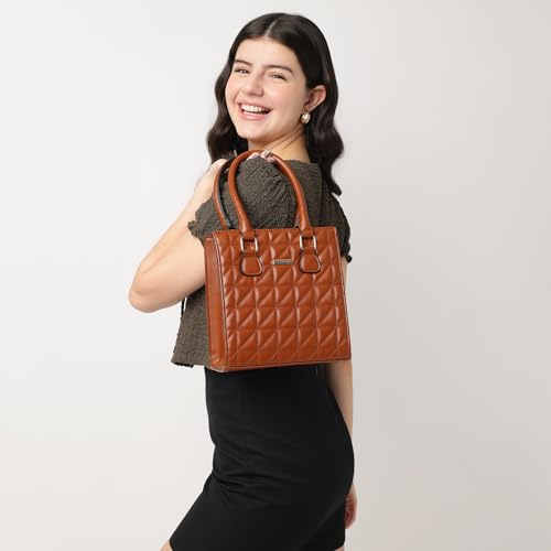 Fastrack Quilted Structured Satchel for Women, Girls and Ladies | with Detachable & Adjustable Sling Strap