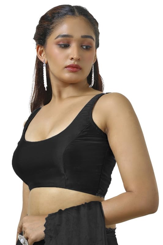 Soch Womens Black Tissue Saree With Stone Work