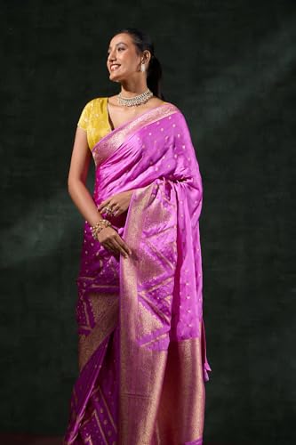 Taneira Women Purple Woven Viscose Saree with Unstitched Blouse Piece (SAPP01AB0915-Purple)