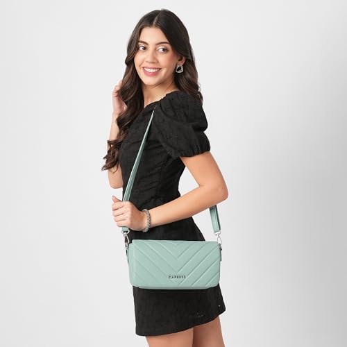 Caprese Riko Large Solid Sling Bag for Women with Adjustable and Detachable Strap for Comfortable Wear|Versatile Handbag for Everyday Use, Travel, and Special Occasions (Powder Blue)