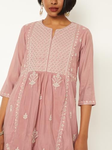 Max Women Embroidered Kalidar Kurta (Pink_L)
