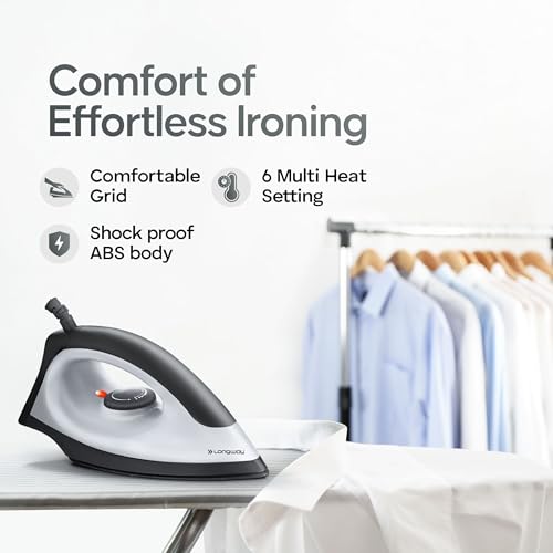 Longway Supreme Dlx Mixer Grinder with 3 Jars for Mixing, Grinding with Kwid 1100W Dry Iron | 2 Years Warranty (Gray & Black, 700 W)