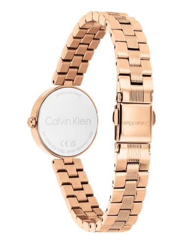Calvin Klein Gleam Qtz Basic Slim Blush Color Round Dial Women's Watch | Ionic Plated Rose Gold Steel Material | Bracelet Watch - 25100227