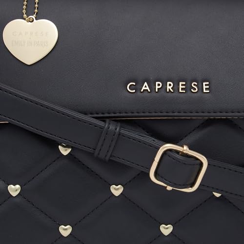 Caprese Cheryl Satchel Bag, Large | Stylish Quilted Handbag for Women with Multiple Compartments & Adjustable & Detachable Sling Strap, Secure Zip Closure| Perfect for Casual & Daily Essential (Black)