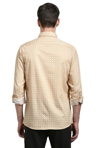 Men Yellow Slim Fit Print Full Sleeves Casual Shirt