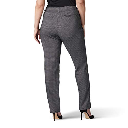 Lee Women's Plus Size Relaxed Fit All Day Straight Leg Pant, Black/White Rockhill Plaid, 28