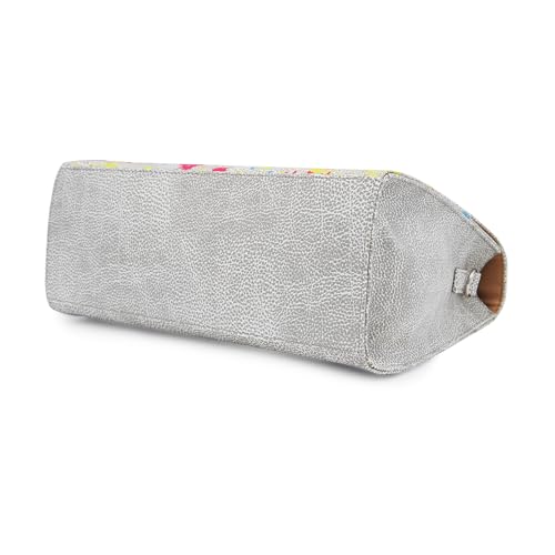 Caprese Splash Satchel Bag, Small | Stylish Printed Handbag for Women with Adjustable & Detachable Sling Strap | Magnetic Snap & Zipper Closure | Ideal for Office & Daily Use (Beige)