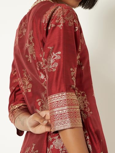 Max Women Floral Print Kalidar Kurta(Red_XL)