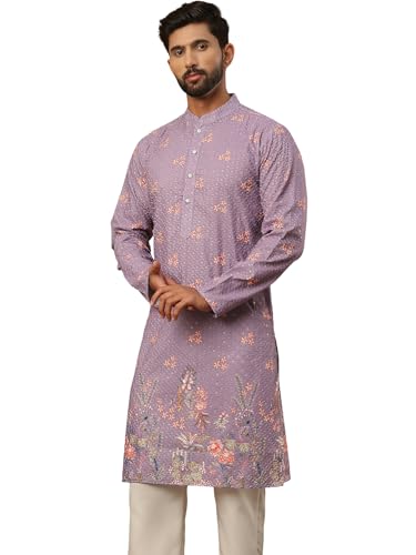 Jompers Festive Cotton Blend Printed Kurta (Purple, L)