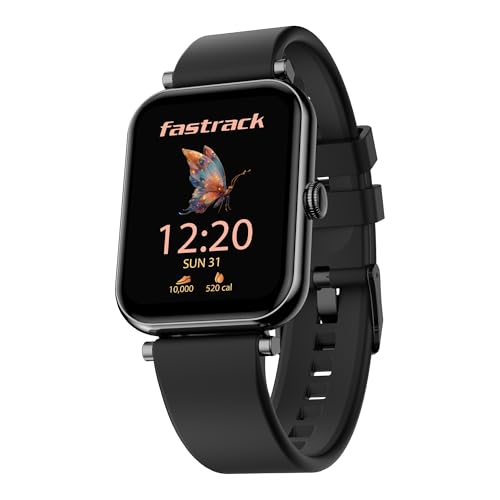 Fastrack Noir Charm Women Smartwatch 1.65" inch AMOLED Display,Sleek Design,AI Watchface & AI Chat,Functional Crown,24/7 Health Suite,BT Calling,SpO2,HRM,IP68, Multiple Menu Styles,Games - Black