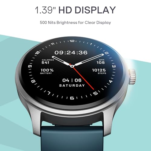 boAt Lunar Discovery Neo, 1.39" (3.5 cm) Round HD Display, Premium Metallic Finish, Animated Watchfaces, 100+ Sports Mode, Bluetooth Calling, Smart Watch for Men & Women (Ocean Blue)