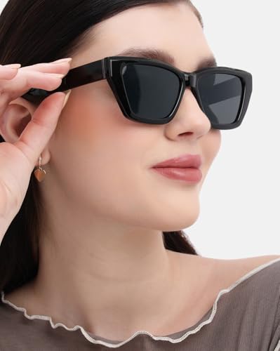 Carlton London Black Toned with Black Polarised Lens Rectangle Sunglass for women