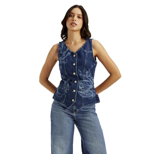 Levi's Women's Printed Blue V Neck Waistcoat