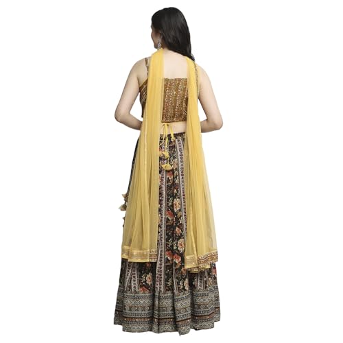 BIBA Women's Polyester Lehenga Sets (SKDBOLD9697AW24NVY_Navy_36)