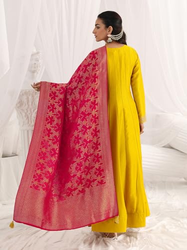 Libas Embroidered Silk Blend A-Line Ethnic Dress With Dupatta-93605XL