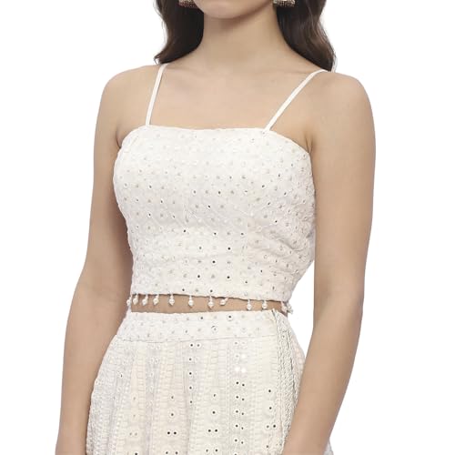 Biba Women Ivory Georgette Lehenga Set_34