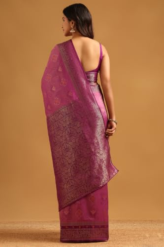 Soch Womens Lavender Silk Ethnic Motifs Zari Woven Saree