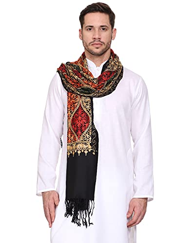 Weavers Villa Men's Matka Embroided Cashmilon Gents Shawls, Stoles, Muffler for Men, 70cm x 200cm