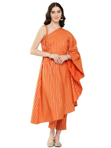 Ahalyaa Women's Polyester Kurta Sets (AHKUPN-COMBO-756-ICH_Orange