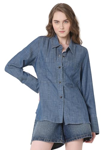 VERO MODA Women Regular Fit Dark Blue Shirt