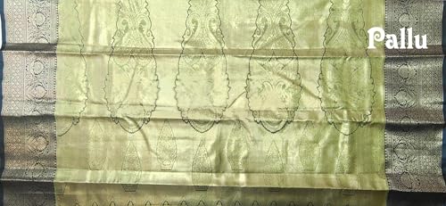 VFCollections Women's Traditional Handloom Kanchipuram Silk Pure Pattu Sarees | Rich Zari Woven Design | Bridal Saree | Unstitched Blouse (VFC717-5)