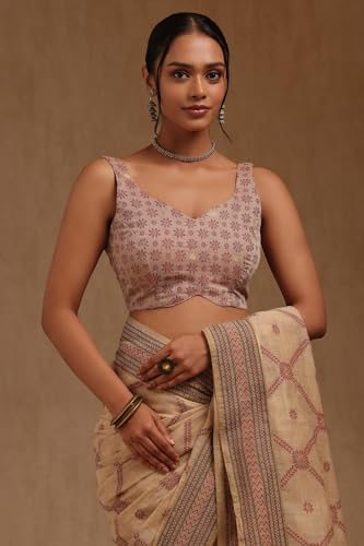 Soch Womens Beige Chanderi Woven Design Saree