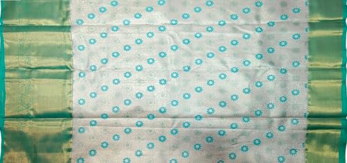VFCollections Women's Traditional Handloom Kanchipuram Silk Pure Pattu Sarees – Peacocks Border | Rich Zari Woven Design | Bridal Saree | Unstitched Blouse (VFC688-1)