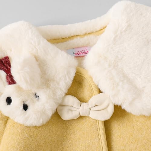 Hopscotch Girls Beige Full Sleeves Puppy Applique Long Coat For Age (18-24 Months)