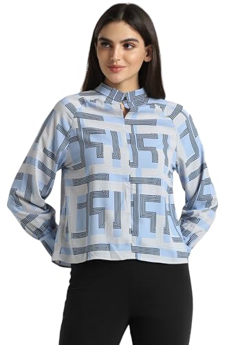 Allen Solly Women's Regular Fit T-Shirt (AHTSWRGFU81759_Blue