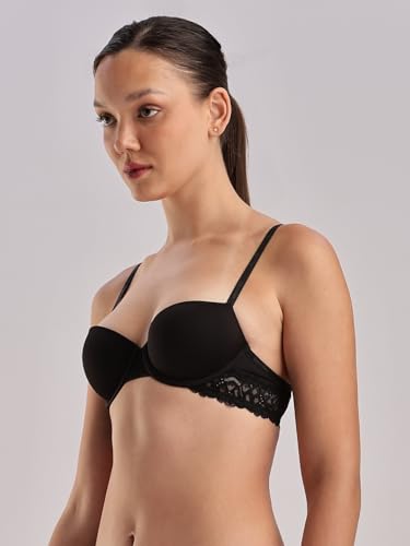 Calvin Klein Underwear Women's Nylon Wired Classic Demi Bra (QF7577002_Black