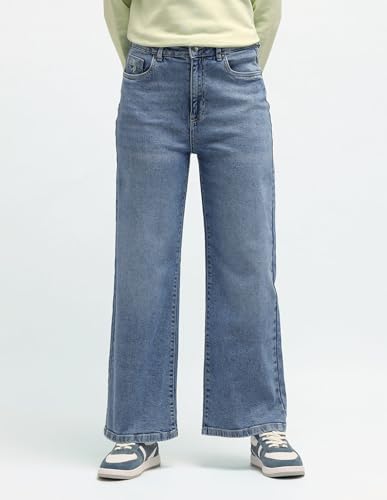 U.S. POLO ASSN. Wideleg High Rise Jeans (UWAW24JEN102_Blue_32)