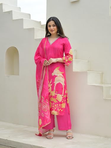 Divena Purple Pure Crepe Digital Print Kurta Pant Set with Dupatta-DK2177