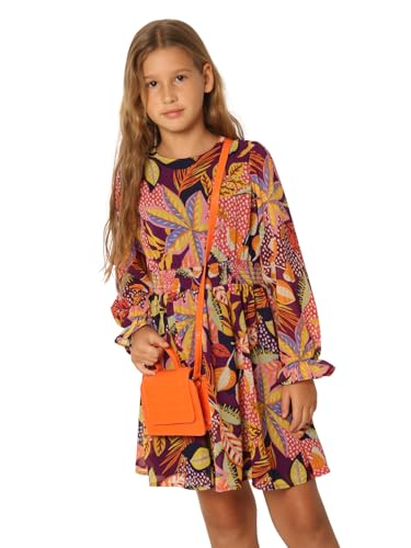 VERO MODA Girls Tropical Print Polyester Multicolor Above Knee Length Fit & Flare Dress