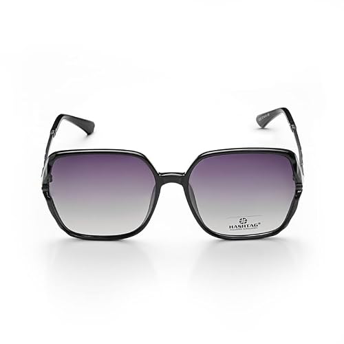 Vibe lens by HASHTAG EYEWEAR Branded Latest and Stylish Sunglasses | Polarized and 100% UV Protected | Women Goggles | Chashma For Women | Full Rim Sunglasses | Large (Black, Large)