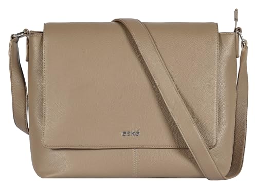 eske Maik Vegan Leather Shoulder Bag for Women | Adjustable 58 cm Strap | Magnetic Snap Closure | Two Slip Pockets | Lightweight & Stylish Daily Crossbody Purse | Compact & Versatile Sling Bag (Stone)